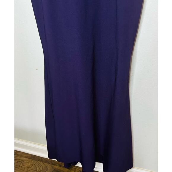 JS COLLECTION Eggplant Purple Lace Back Mermaid Ottoman Style Gown Dress - Picture 14 of 16